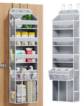 OneDream Over the Door Organizer for Nursery, 5-Tier Baby Clothes Organizer with Removable Storage Caddy, Hanging Behind Door Storage with Clear Pockets and Side Mesh Compartments