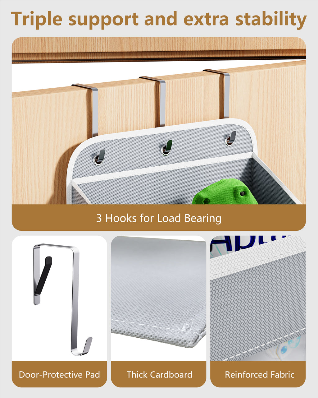 OneDream Over the Door Organizer for Nursery, 5-Tier Baby Clothes Organizer with Removable Storage Caddy, Hanging Behind Door Storage with Clear Pockets and Side Mesh Compartments