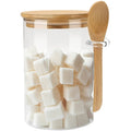 OneDream Glass Sugar Container with Spoon - 15oz Glass Jars with Bamboo Lid and Spoon, Bamboo Lid Storage Jar  Canister for Coffee Beans, Spice, Brown Sugar, Tea, Flour, Nuts, Candy, Salts and More