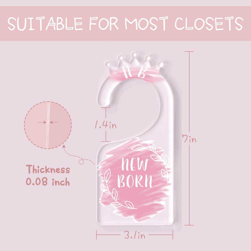 OneDream Baby Closet dividers Hanger separators - Set of 7 Baby Clothes dividers for Closet from Newborn to 24 Months, Acrylic Infant Clothes Divider