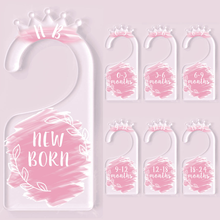 OneDream Baby Closet dividers Hanger separators - Set of 7 Baby Clothes dividers for Closet from Newborn to 24 Months, Acrylic Infant Clothes Divider