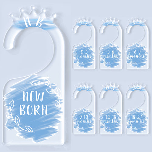 OneDream Baby Closet dividers Hanger separators - Set of 7 Baby Clothes dividers for Closet from Newborn to 24 Months, Acrylic Infant Clothes Divider