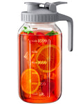 OneDream Glass Pitcher with Lid – 64oz Glass Mason Jar Pitcher with Wide Mouth, Airtight Seal, Leak-Proof, Spout Design – Ideal for Iced Tea, Sun Tea, Cold Beverages, and Home Entertaining