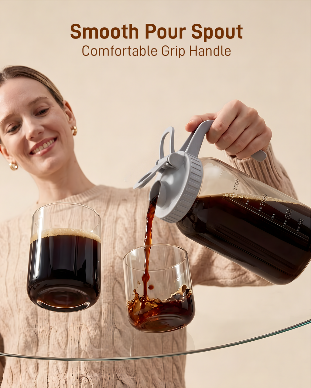 OneDream Cold Brew Coffee Maker - 2 Quart 64oz Stainless Steel Filter Cold Brew Pitcher Jar, No Leaks Cold Brew Mason Jar Coffee Maker, Easy to Clean Cold Coffee Maker