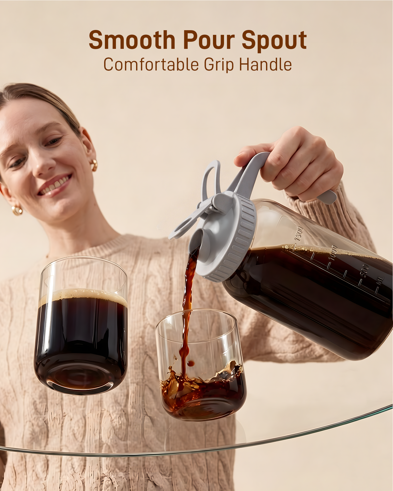 OneDream Cold Brew Coffee Maker - 2 Quart 64oz Stainless Steel Filter Cold Brew Pitcher Jar, No Leaks Cold Brew Mason Jar Coffee Maker, Easy to Clean Cold Coffee Maker