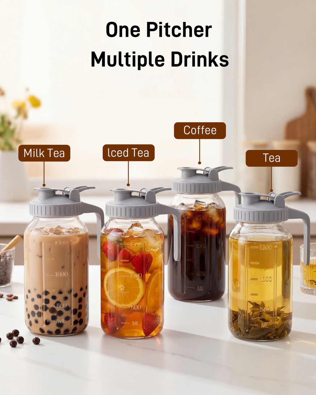 OneDream Cold Brew Coffee Maker - 2 Quart 64oz Stainless Steel Filter Cold Brew Pitcher Jar, No Leaks Cold Brew Mason Jar Coffee Maker, Easy to Clean Cold Coffee Maker